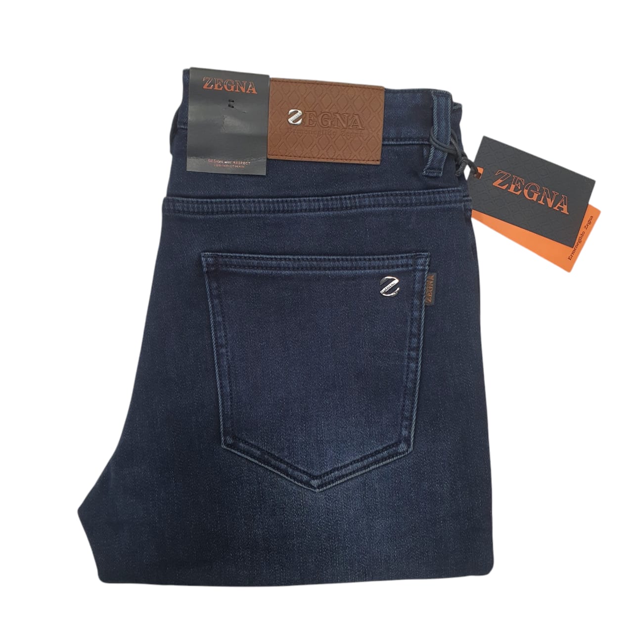 Zegna Navy Blue Jeans - Regular Fit - Fleeced inside