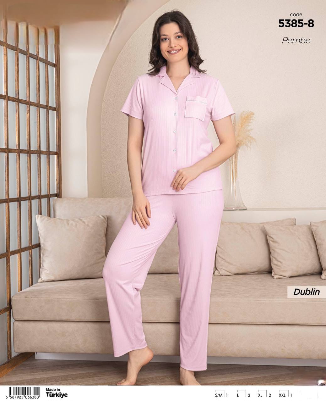 Pink Pyjama with buttons - Women - Dublin Fabric