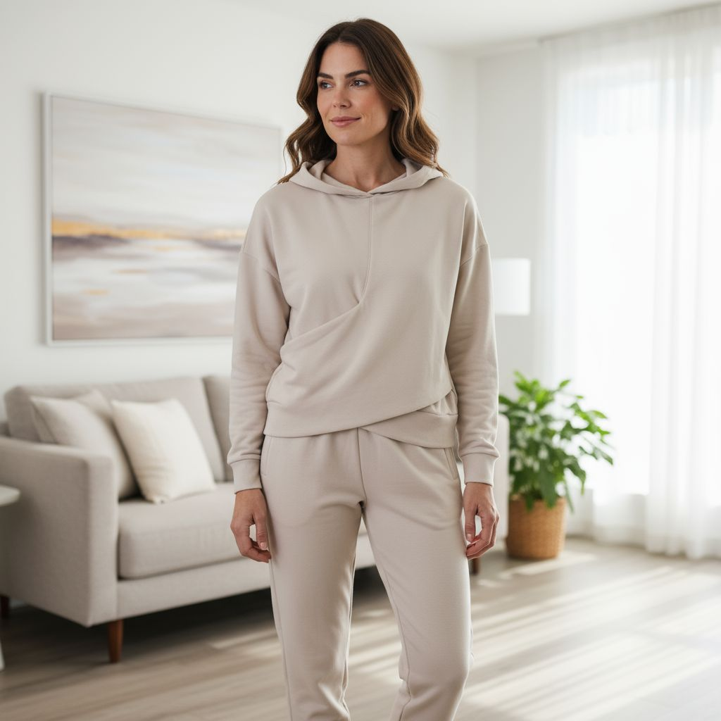 Trendy Sweatsuit - Pants with Crop Hoodie