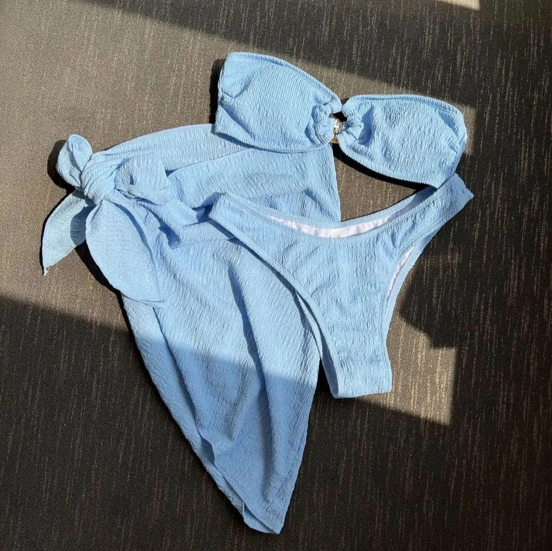 Trendy strapless 3-pieces bikini