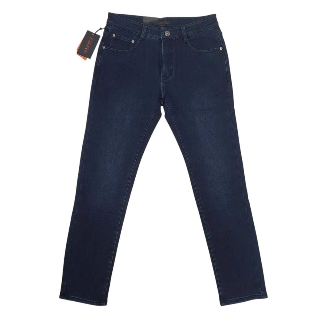 Zegna Navy Blue Jeans - Regular Fit - Fleeced inside