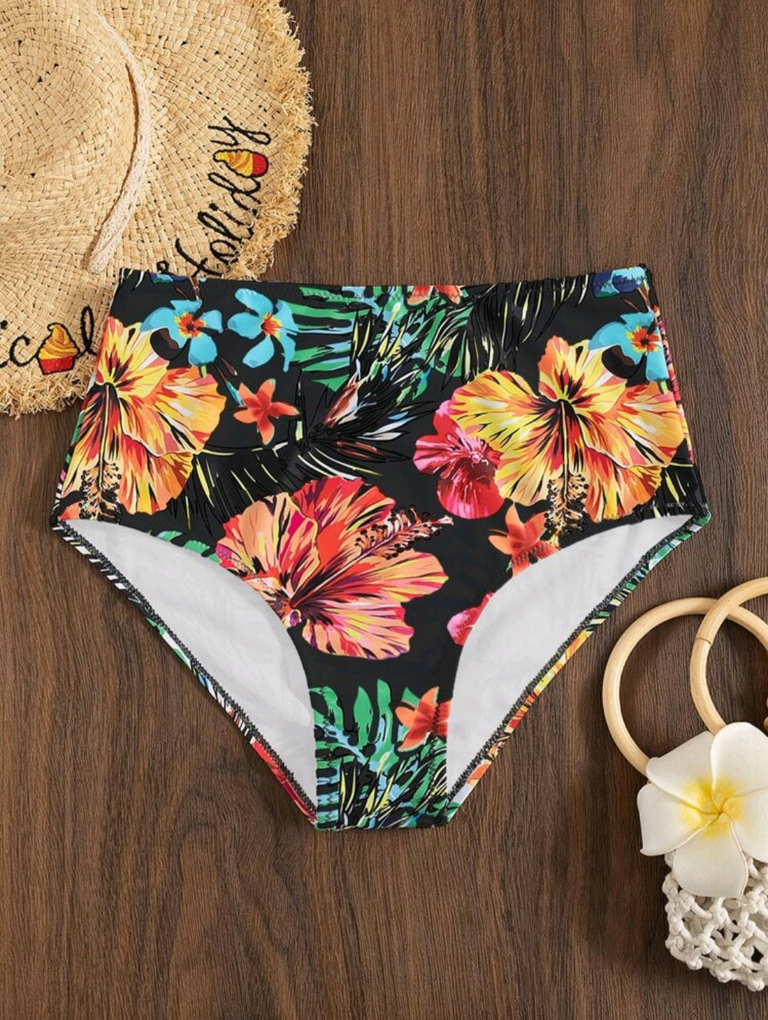 Tropical High Waisted Bikini Bottom