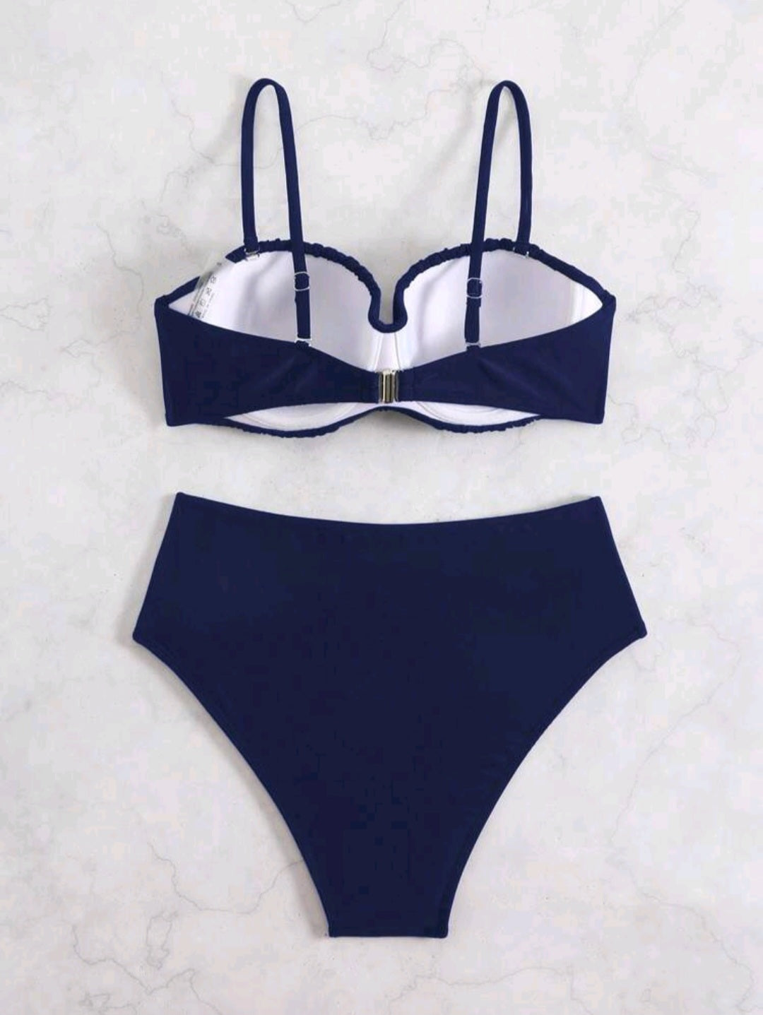 Trendy 2 Pieces Strapless Navy Blue Swimwear