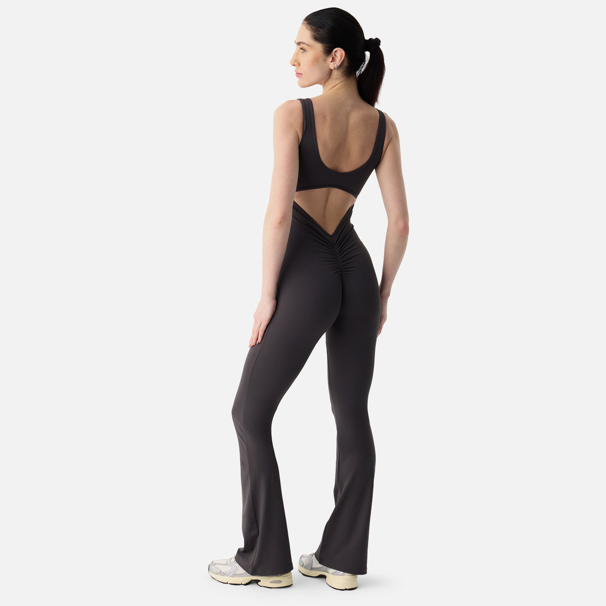 KEIRA Flared Scrunch Jumpsuit Dark Grey