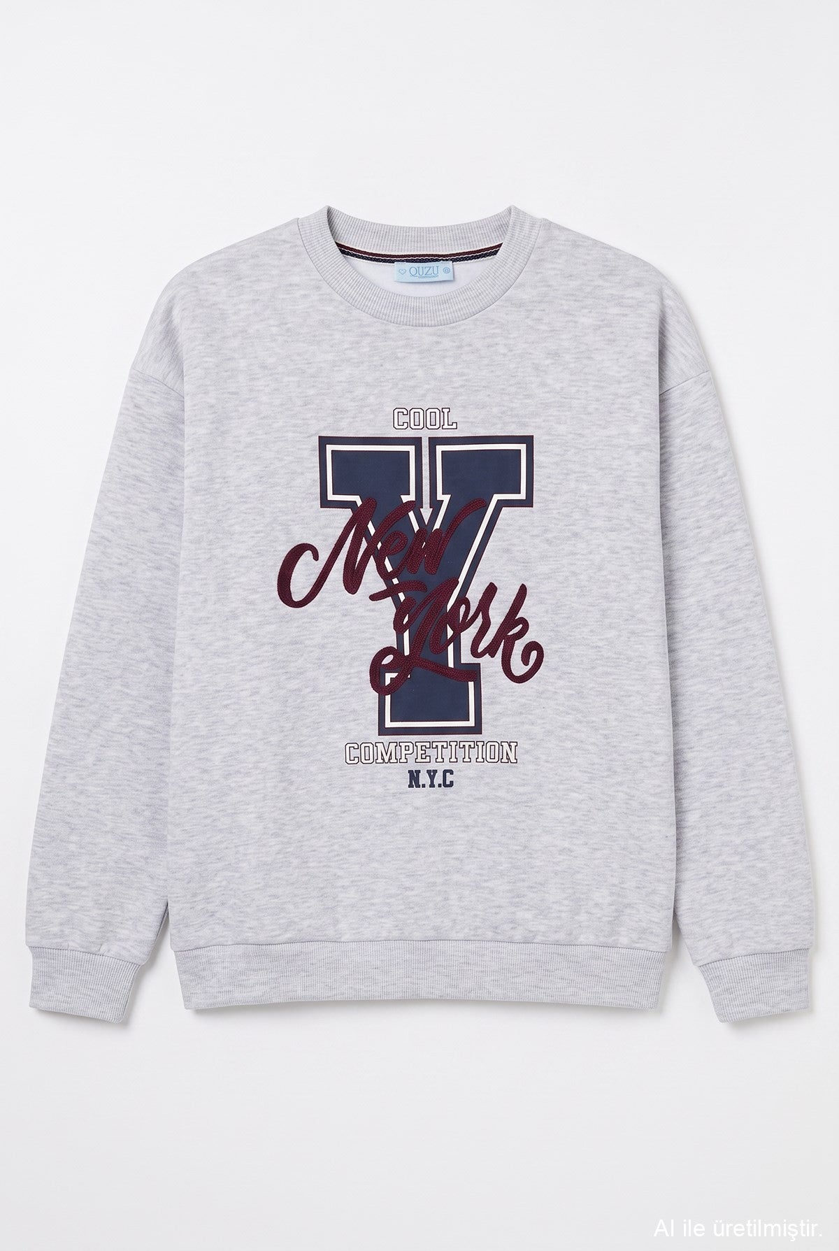 Trendy Embroidered Sweatshirt - Fleece Inside