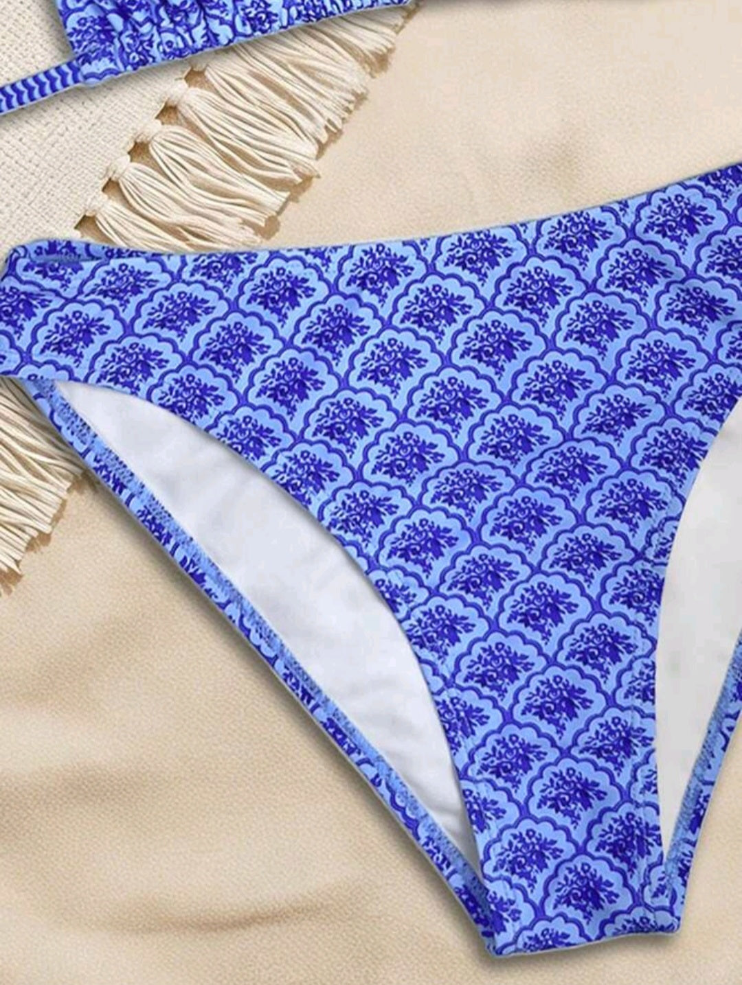 2 Pieces Triangle Low Waisted Blue Swimsuit