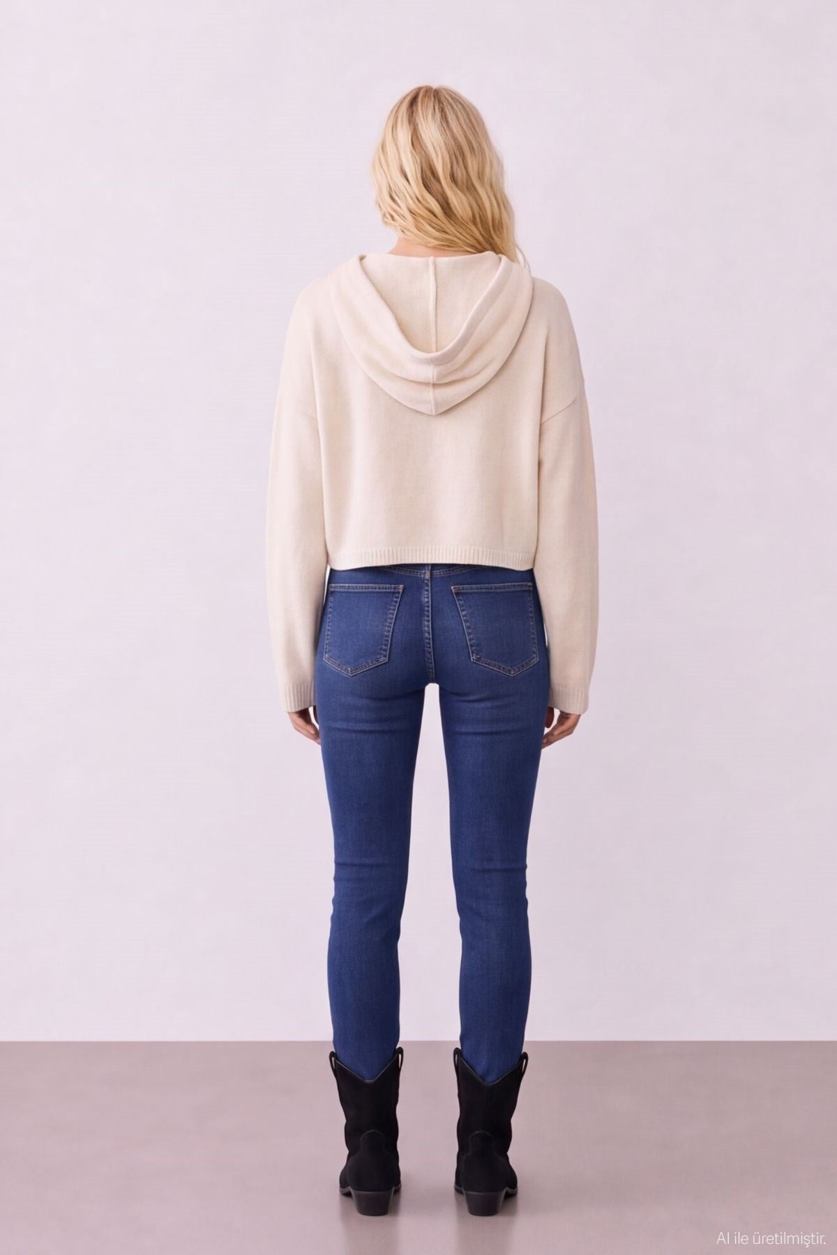 Trendy Embroidered Hoodie - Beige - Standard Size