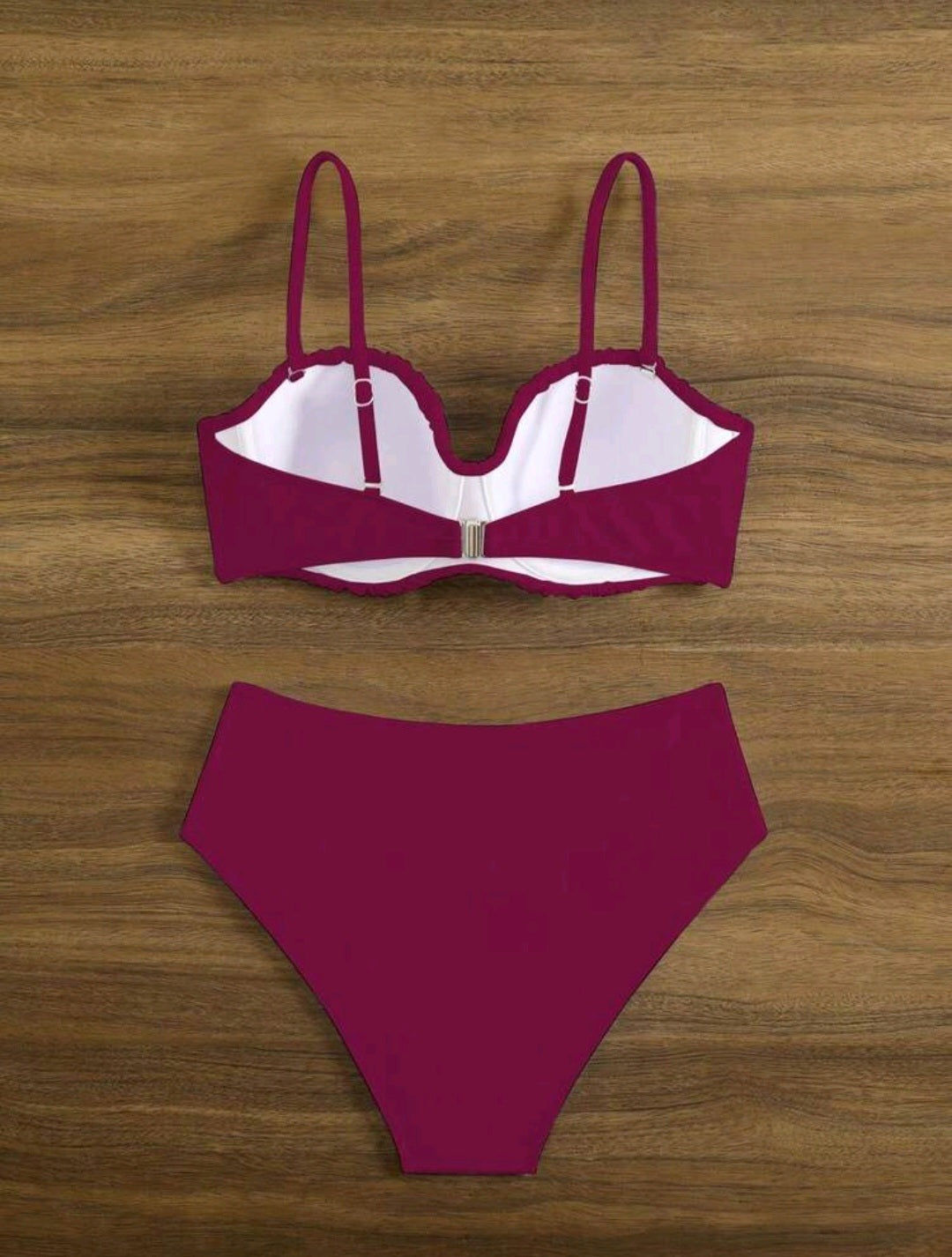 Trendy 2 Pieces Strapless Navy Blue & Fushia Swimwear