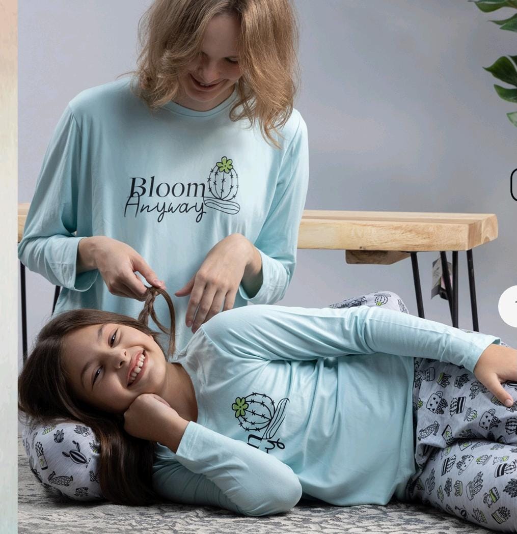 Pyjama Orobella - Mother Daughter Matching - Bloom Anyway - Blue