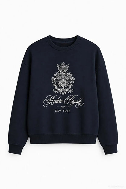 Trendy Embroidered Sweatshirt - Fleece inside