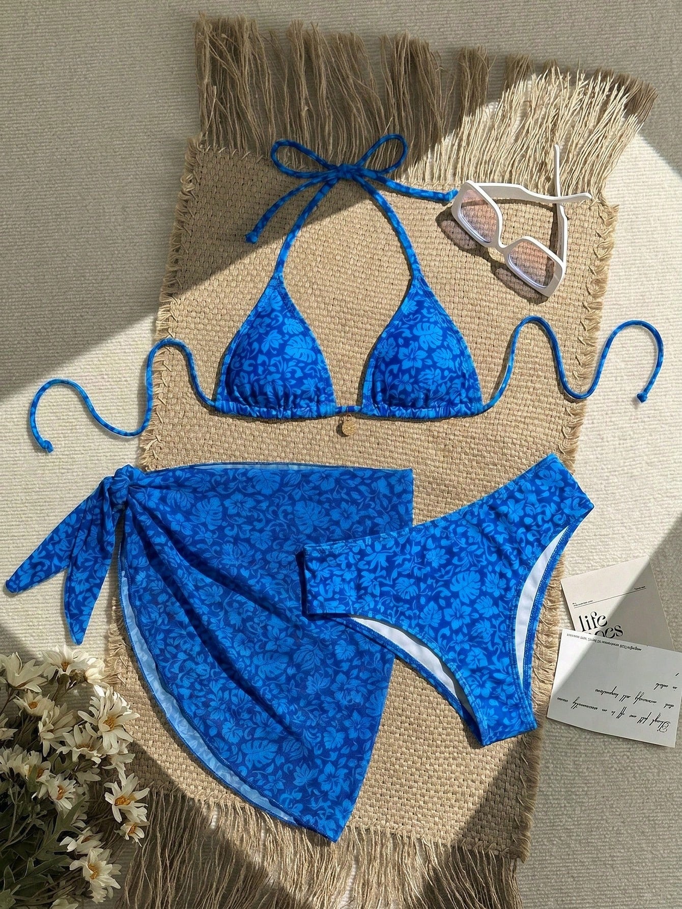 3 Pieces Blue Swimwear