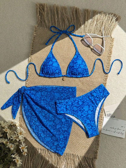 3 Pieces Blue Swimwear