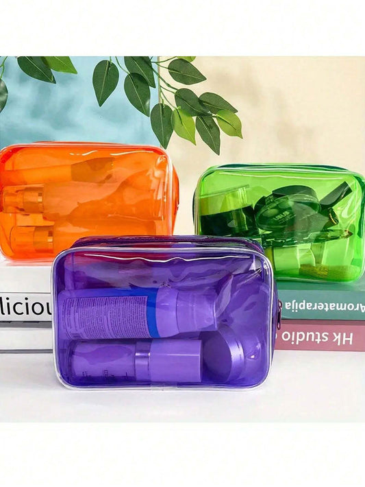 Makeup Bag - Solid Color Transparent Storage Bag - Vacation Organizer - Cosmetic Bag