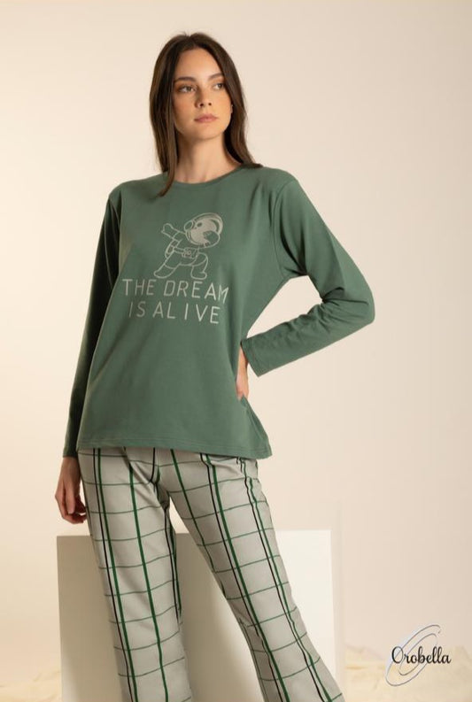 Pyjama Orobella - Cotton - The Dream Is Alive - Green