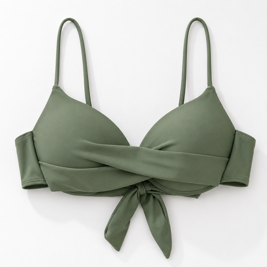 Twist Push Up Bikini Top - Olive Green