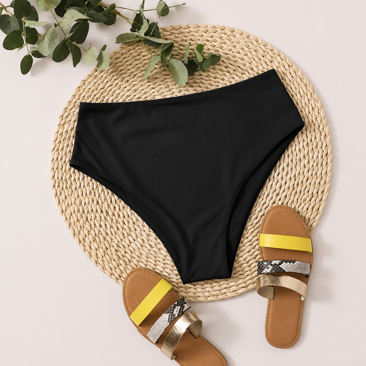 High Waisted Swimsuit Bottom - Black