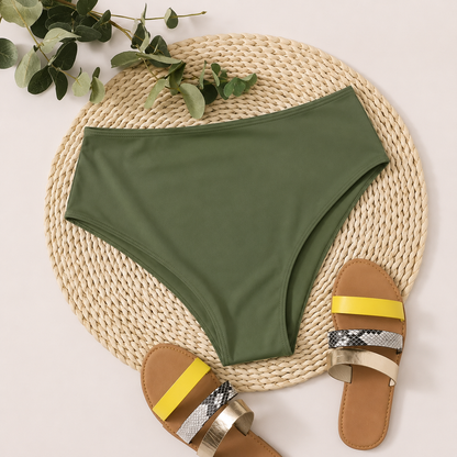 High Waisted Swimsuit Bottom - Olive Green