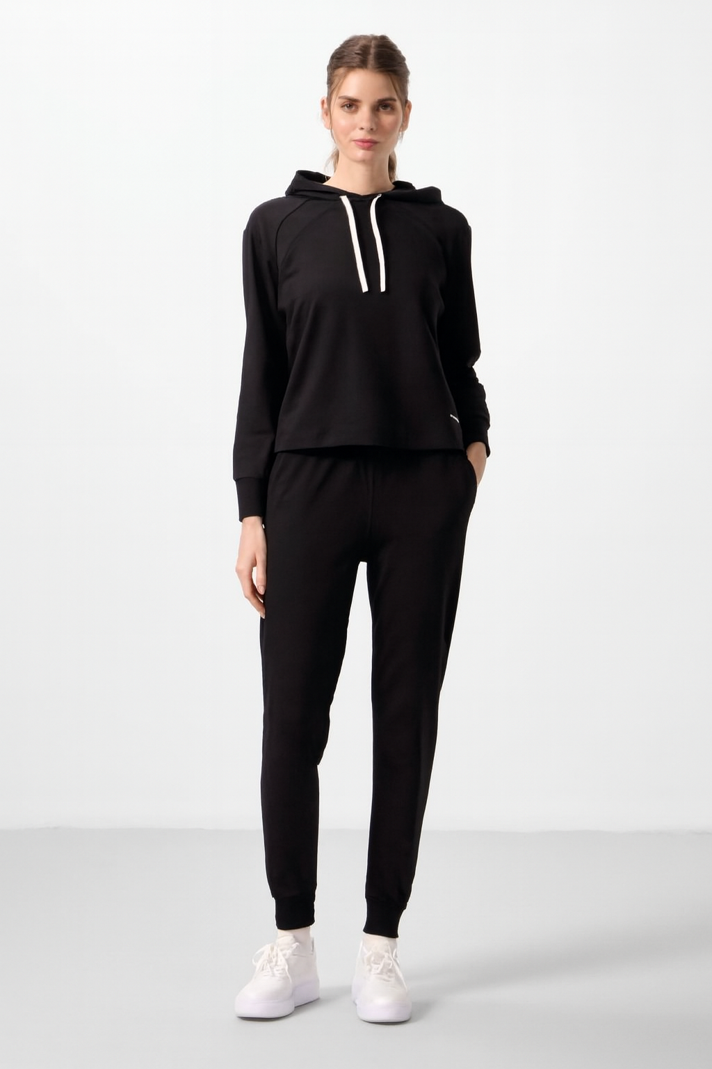 Cotton Black Sweat Suit