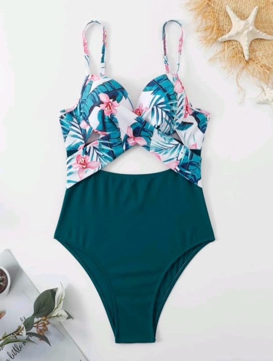 Trendy One-piece Flower Swimsuit