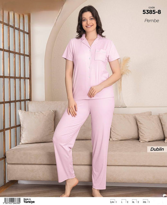 Pink Pyjama with buttons - Women - Dublin Fabric