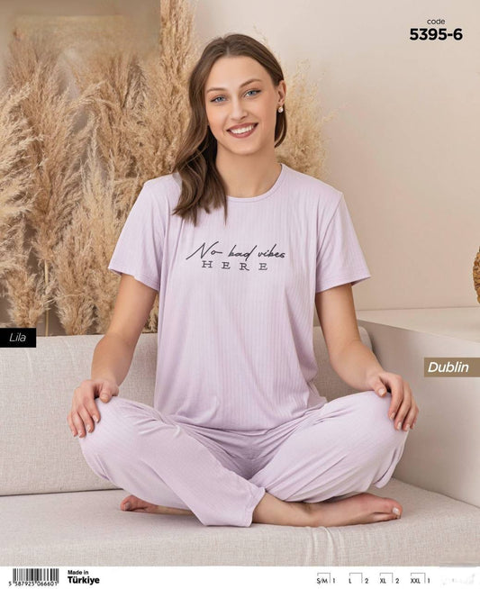 Light Purple Dublin Pyjama - No Bad Vibes Here - Women
