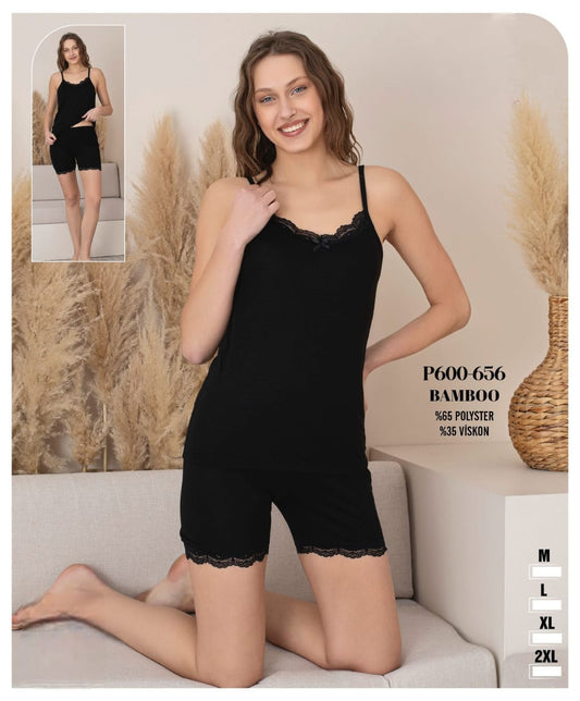 Short + I-Shirt Black Pyjama - Women