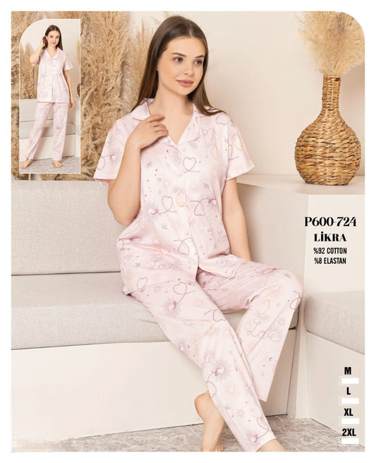 Pants + Shirt Light Pink Pyjama - Women