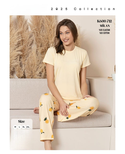 Pants + T-Shirt Yellow Pyjama - Women
