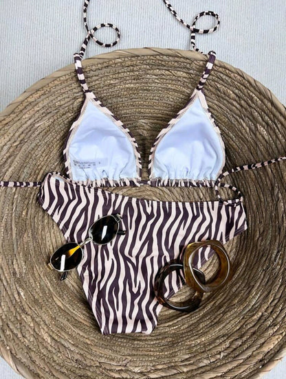 Trendy 2 pieces Triangle Zebra Bikini