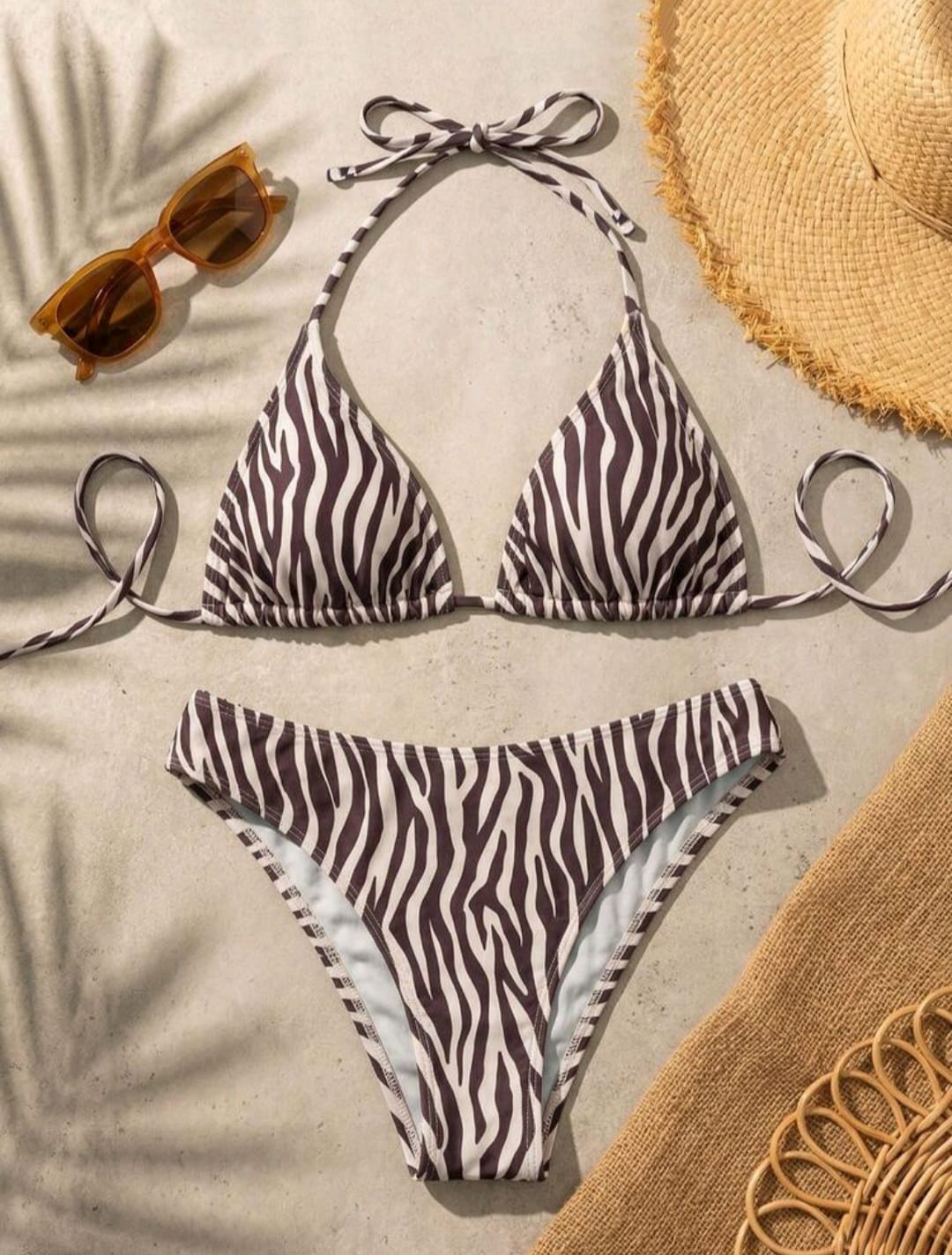 Trendy 2 pieces Triangle Zebra Bikini