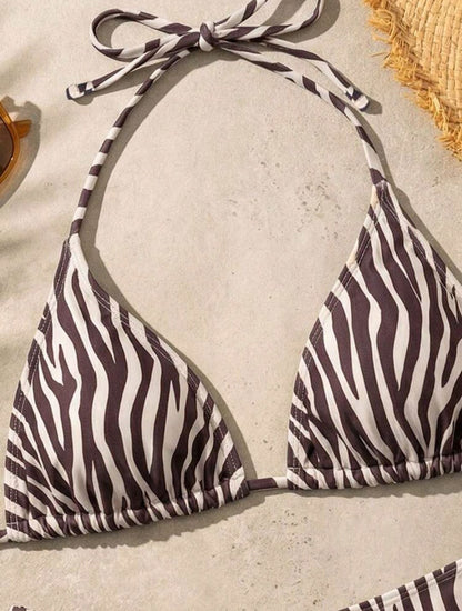 Trendy 2 pieces Triangle Zebra Bikini