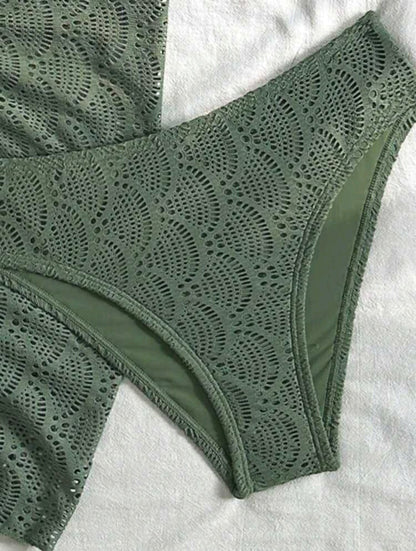Trendy 3 pieces Triangle Olive Green bikini