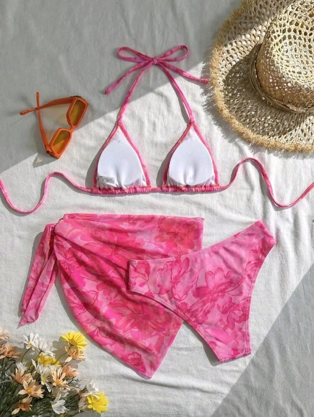 Trendy 3 Pieces Pink Swimsuit