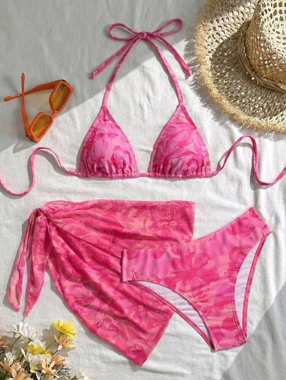 Trendy 3 Pieces Pink Swimsuit