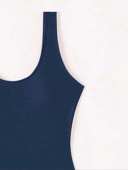 Trendy One Piece Swimwear- Navy Blue