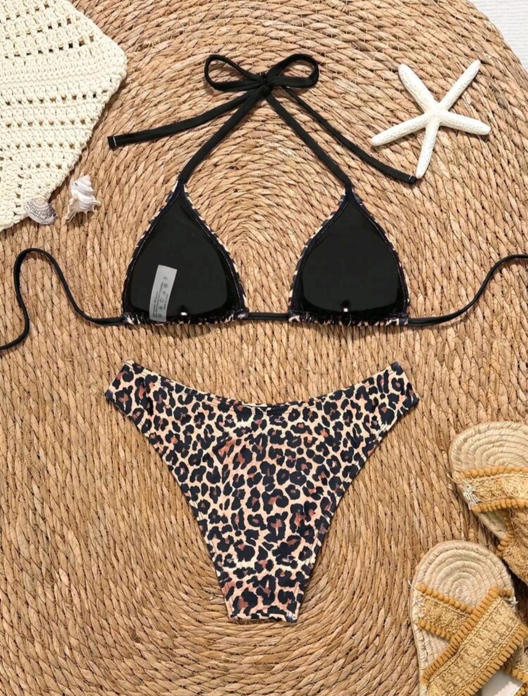 Trendy 2 pieces Leopard Print Triangle Bikini Set