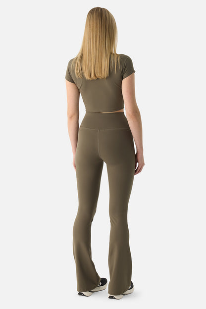 Flare Cut Legging - Black & Olive