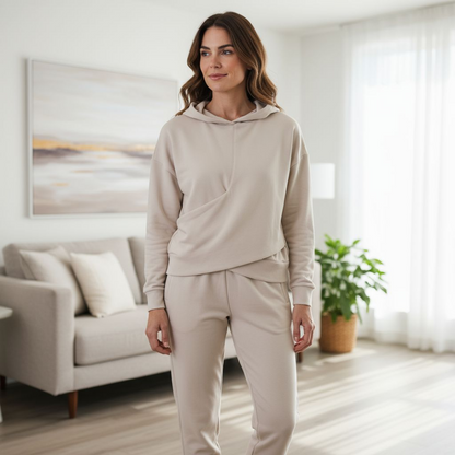 Trendy Sweatsuit - Pants with Crop Hoodie