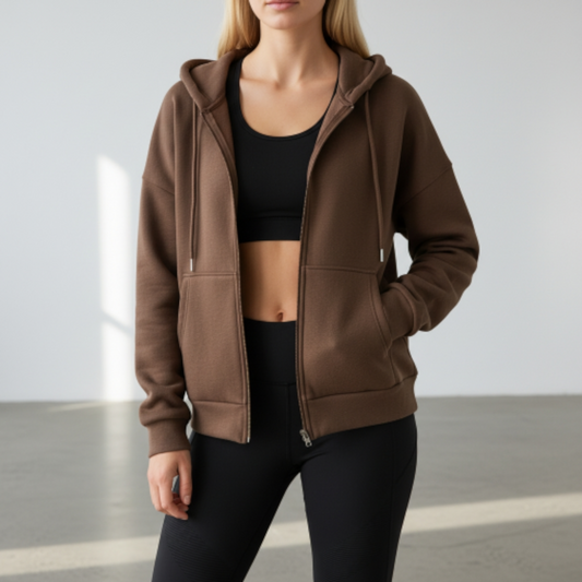 Trendy Zipper Hoodie - Fleeced inside