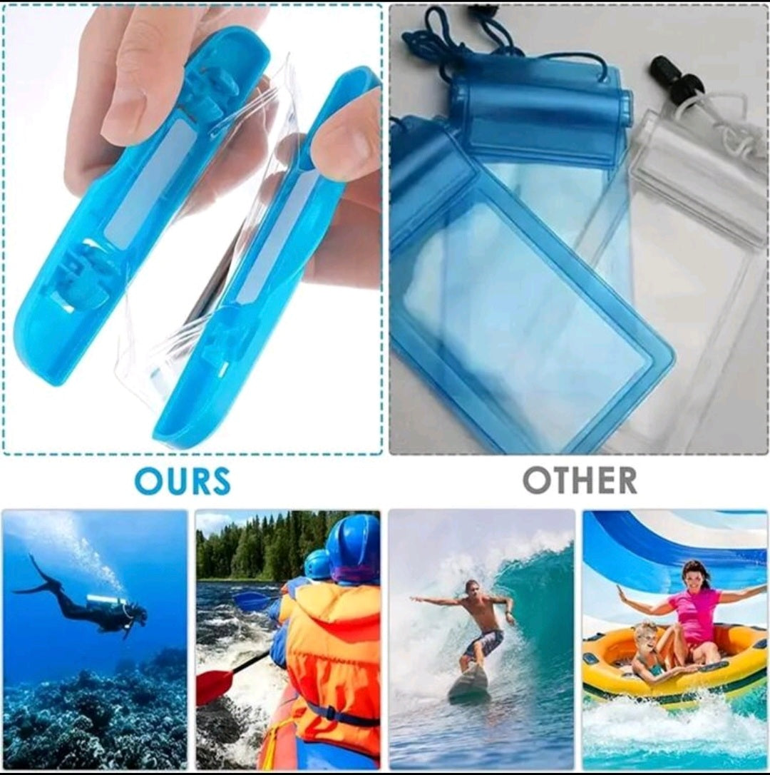 "2 pieces" Waterproof Phone Pouch, Compatible With IPhone 13 12 11 Pro Max Max XS X XR Samsung Galaxy For Beach Swimming 6.9" Clear - Blue and Black