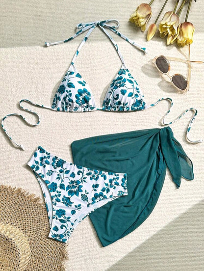 3 Pcs Floral Print Bikini