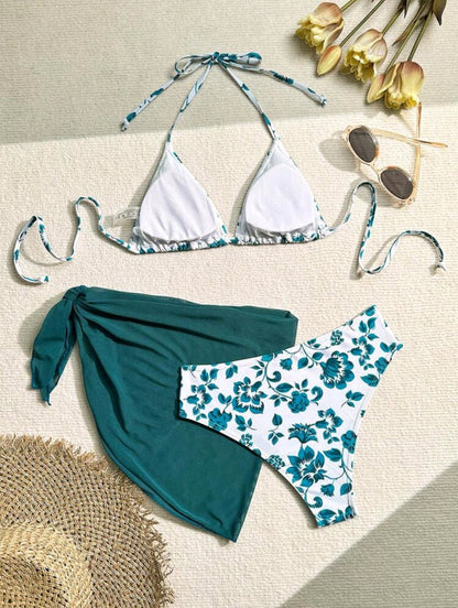 3 Pcs Floral Print Bikini