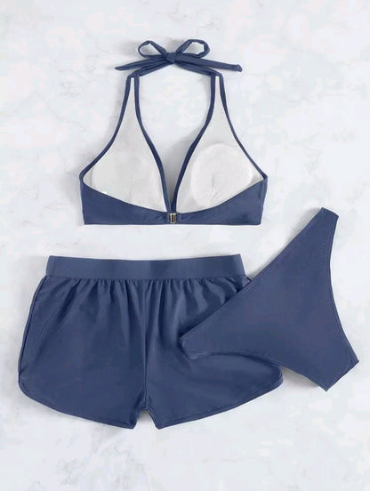 3 Pcs Bikini with Beach Shorts