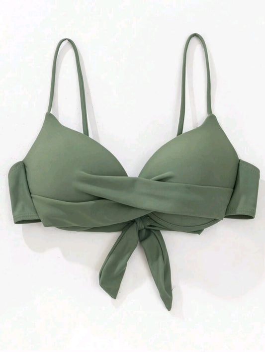 Twist Push Up Bikini Top - Olive Green