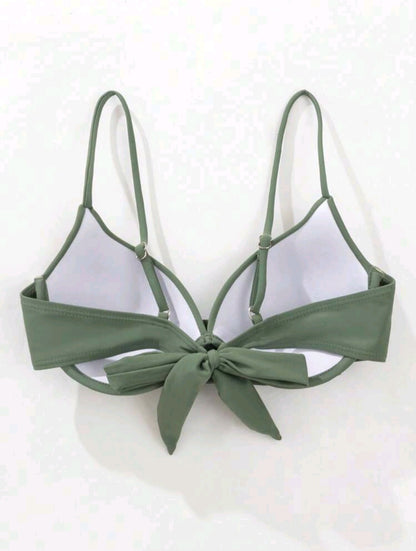 Twist Push Up Bikini Top - Olive Green