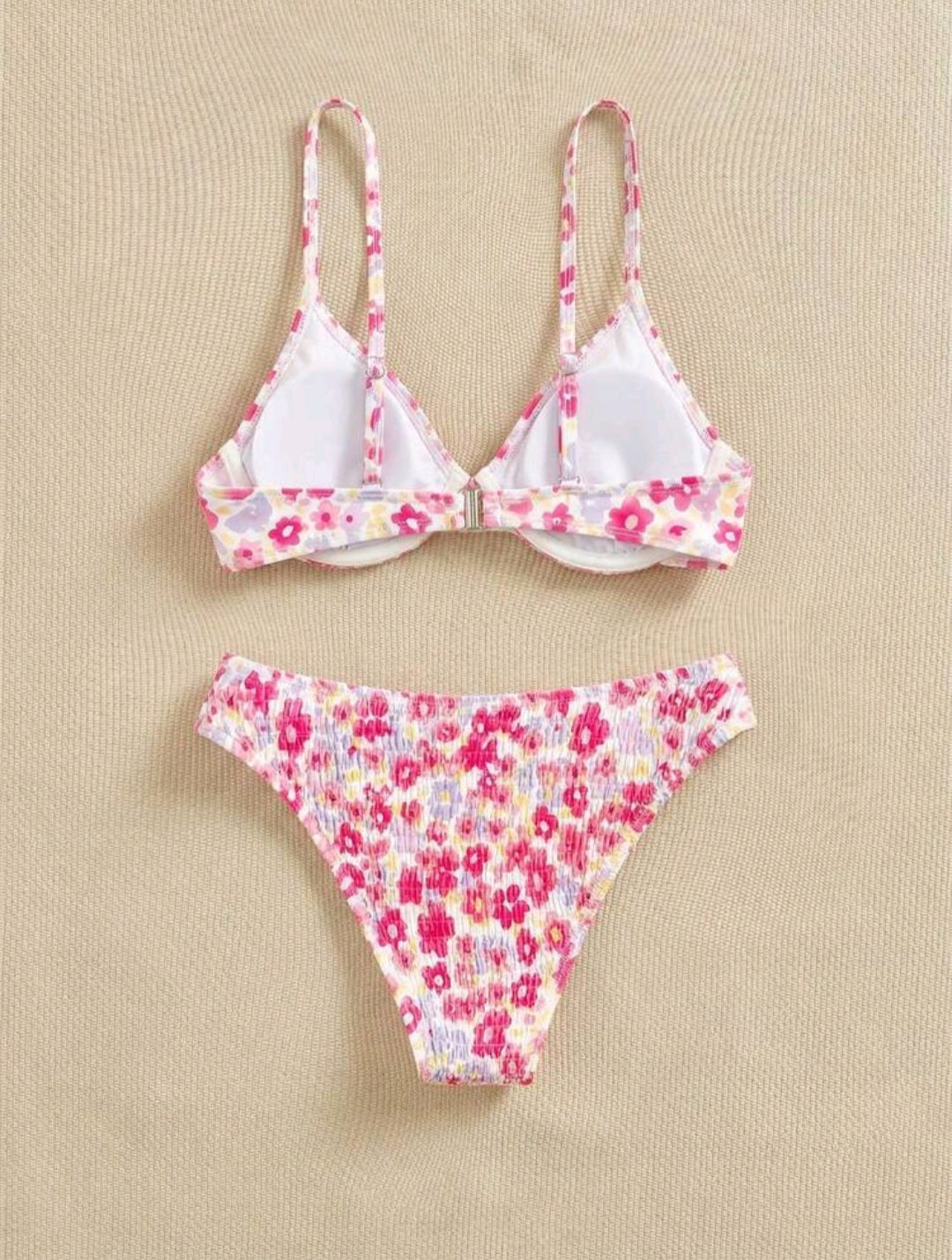 Trendy Pink Flowers Set Bikini