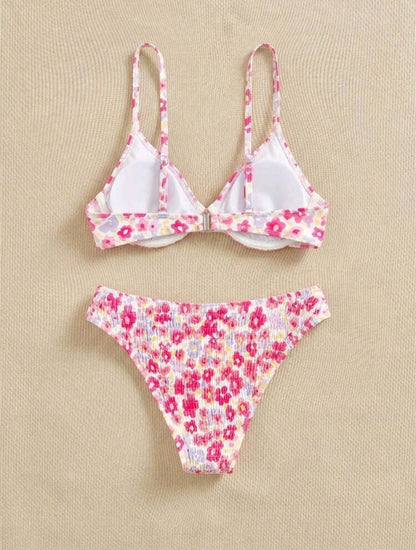 Trendy Pink Flowers Set Bikini