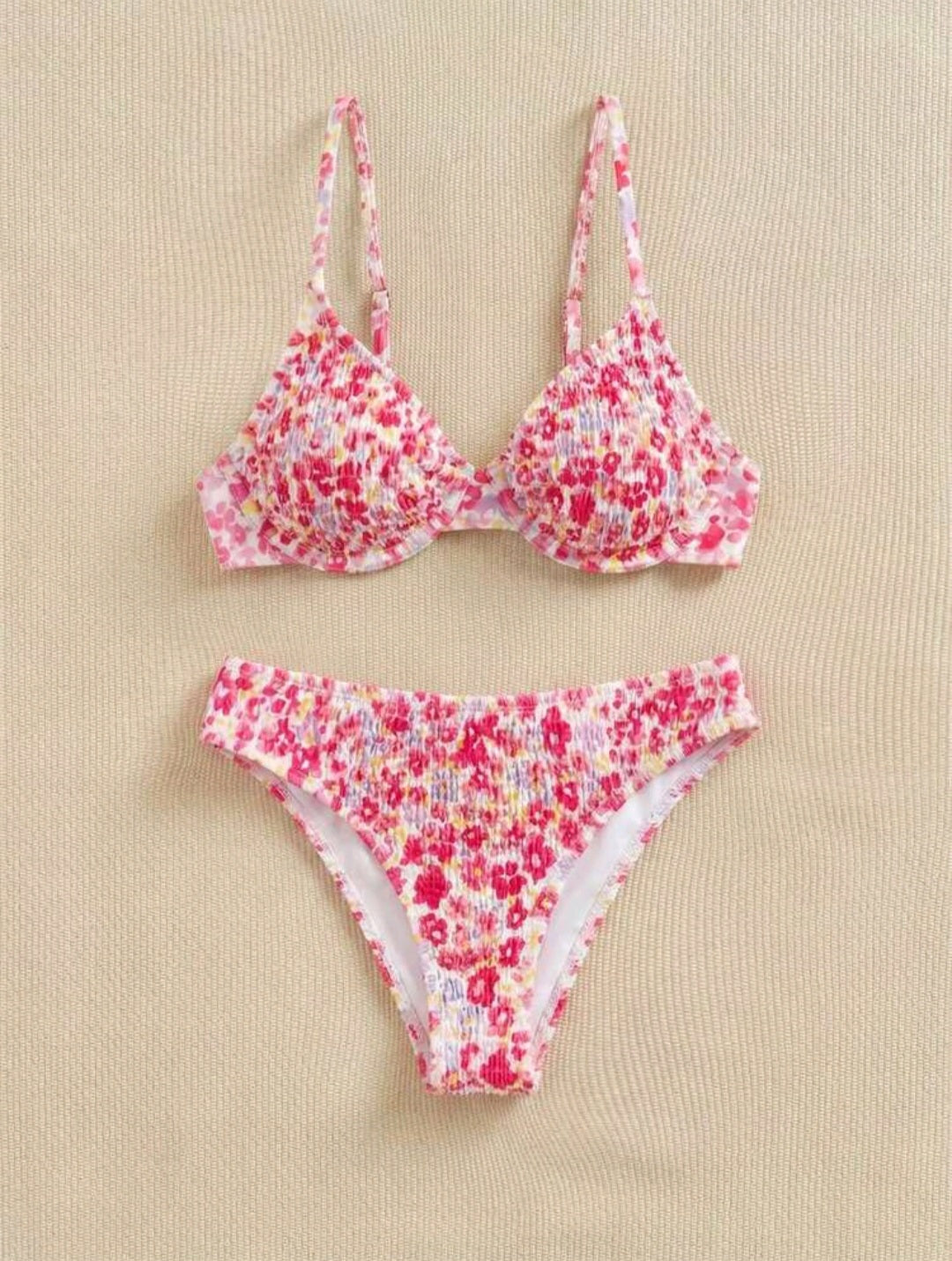Trendy Pink Flowers Set Bikini