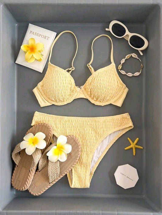 Trendy 2 Pieces Yellow Swimwear