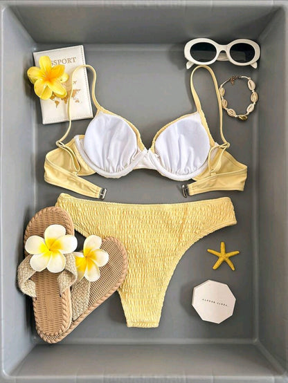 Trendy 2 Pieces Yellow Swimwear